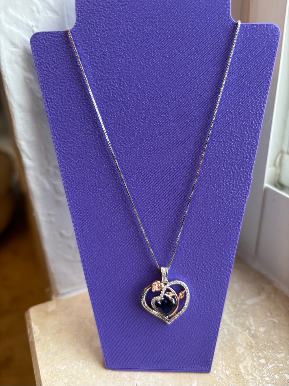 Rose Heart Love You Always and Forever Birthstone Pendent Necklace-New